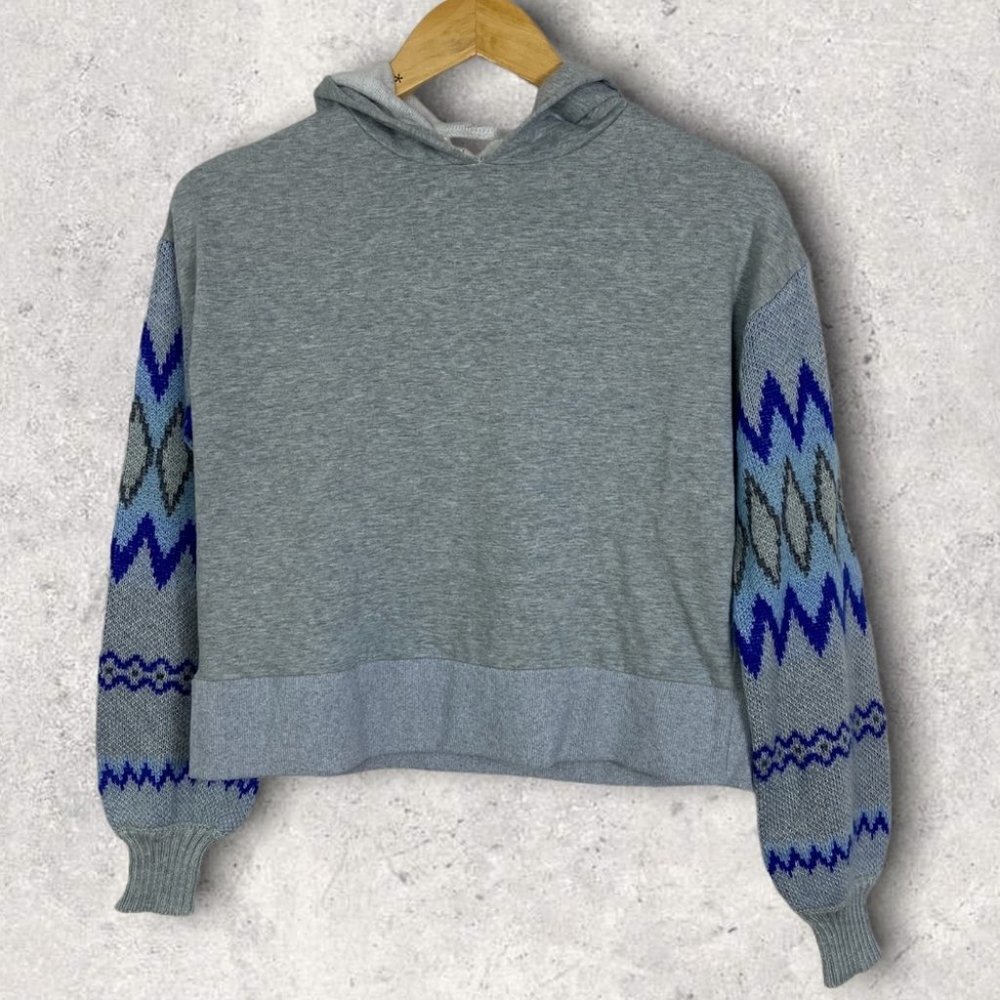 Anthropologie Knit Bohemian Sleeves Demeter Stitch Sleeve Hoodie Grey Size‎ XS - Picture 4 of 12
